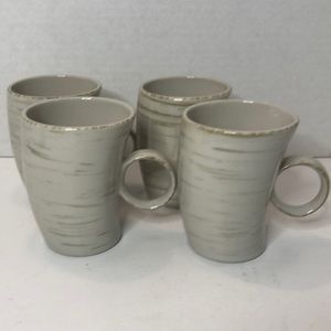 Studio Nova Samba Gray Green and Cream Horn Shaped Slanted Ceramic Mugs